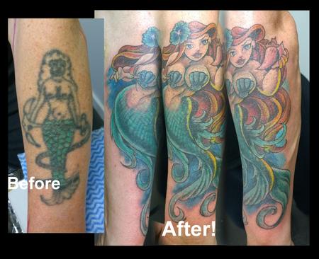 Tattoos - Pinup Mermaid Cover-Up Tattoo  - 112186